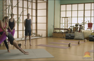 Yoga Props in Downward Dog